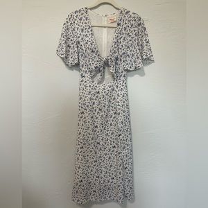 White & Blue Floral Maxi Dress